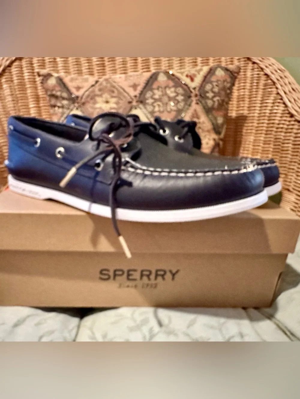 Mens Sperry A/O 2-eye Pull-up Navy Boat Shoes